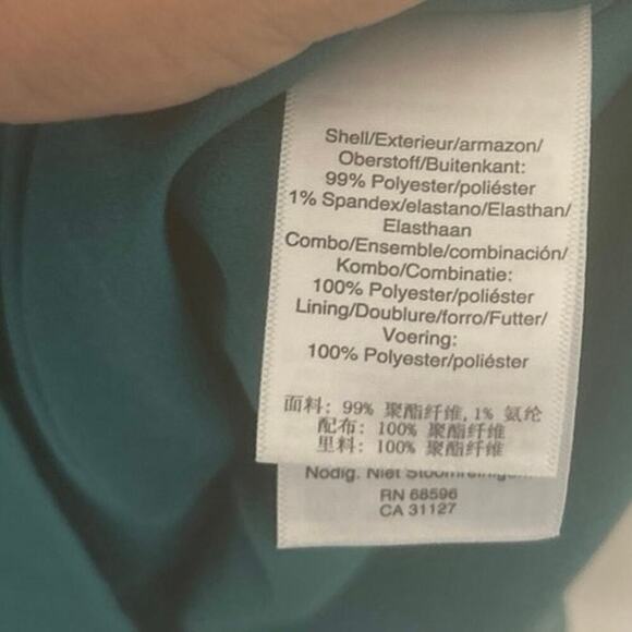 DKNY NWT Jadeite Square Neck Multi Layer Cut Out Back Sheer Bottom Cami Dress L - Picture 11 of 14